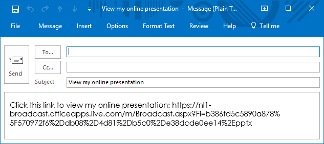 Send link in PowerPoint 2016 Send link in PowerPoint 2016
