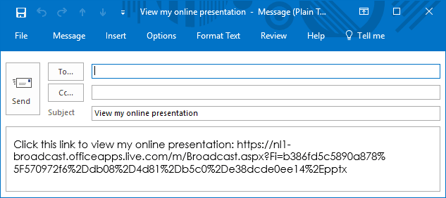 Send link in PowerPoint 2016