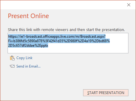 Start Presentation Online in PowerPoint 2016 Start Presentation Online in PowerPoint 2016