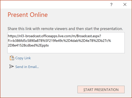 Start Presentation Online in PowerPoint 365