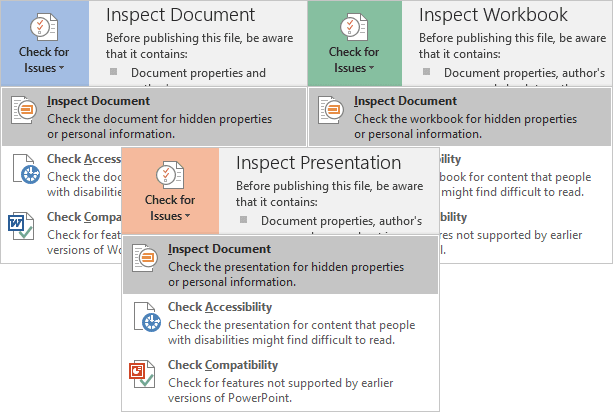 Inspect Document in Office 2016 Inspect Document in Office 2016