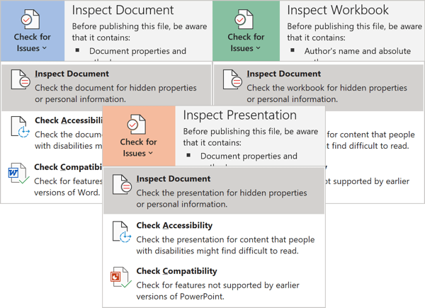 Inspect Document in Office for Microsoft 365 Inspect Document in Office 365