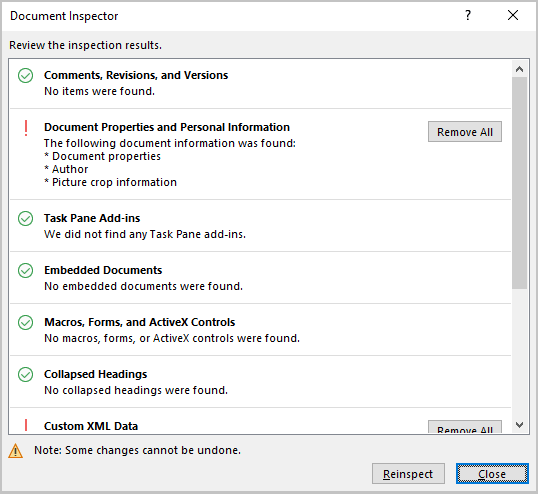 Document Inspect in Office 365