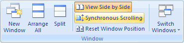Synchronous Scrolling in Word 2007