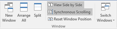 Synchronous Scrolling in Word 2016