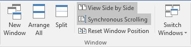 Synchronous Scrolling in Word 2016 Synchronous Scrolling in Word 2016