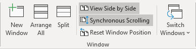 Synchronous Scrolling in Word 365