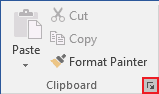 Clipboard launcher in Office 2016 Clipboard launcher in Office 2016