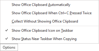 Clipboard Options in Office 365