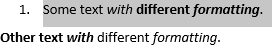 Formatted text in Word 2016