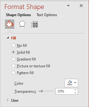 Format Shape - Fill tab in PowerPoint 365