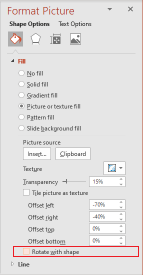 Fill tab in PowerPoint 365