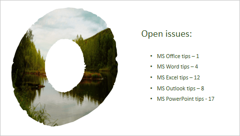 Letter O in PowerPoint 2016