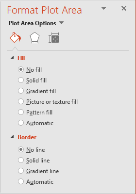 Choose no Fill plot area and no border in PowerPoint 2016