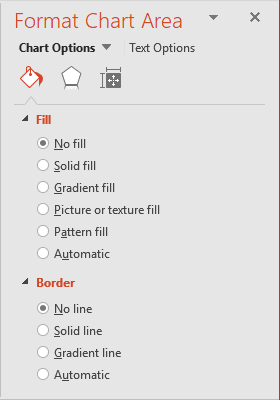 Choose no Fill chart area and no border in PowerPoint 2016