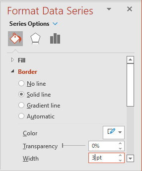 Solid border in Format Data Series pane PowerPoint 365