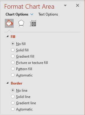 Choose no Fill chart area and no border in PowerPoint 365