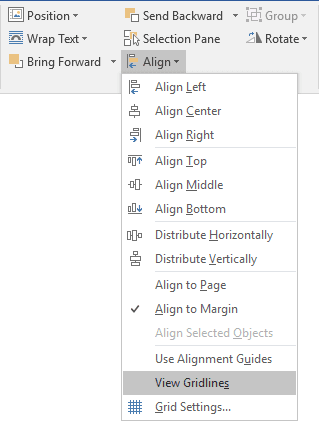 View Gridlines in Word 2016