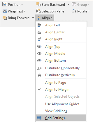 Grid Settings in Word 2016 Grid Settings in Word 2016