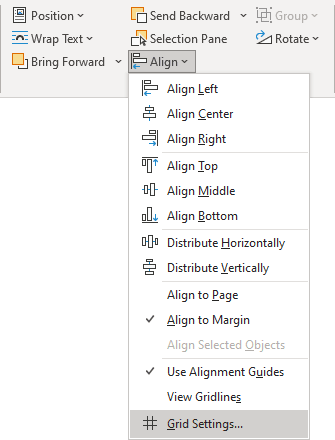 Grid Settings in Word for Microsoft 365 Grid Settings in Word 365