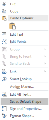 Default shape in Excel 2016