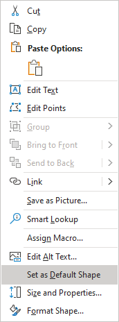 Default shape in Excel 365