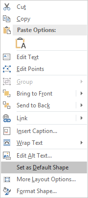 Default shape in Word 2016