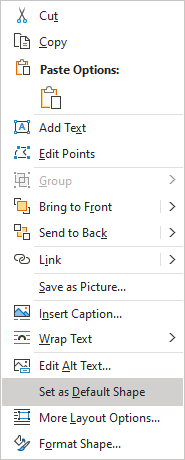 Default shape in Word 365