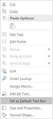 Default text box in Excel 2016 Default text box in Excel 2016