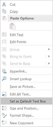Default text box in PowerPoint 2016
