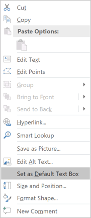 Default text box in PowerPoint 2016 Default text box in PowerPoint 2016