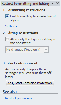 Protect document in Word 2010