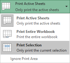 Print Selection in Excel 2016