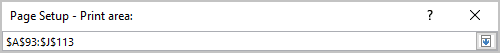 Page Setup - Print area in Excel 365