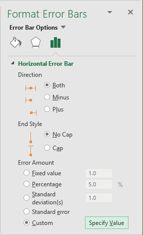 More Error Bars Options in Excel 2016