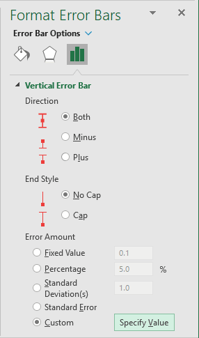 More Error Bars Options in Excel 365