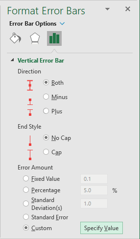 More Error Bars Options in Excel for Microsoft 365 More Error Bars Options in Excel 365