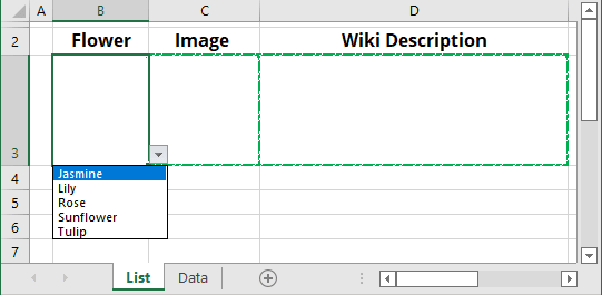 Drop-down list in Excel 365 Drop-down list in Excel for Microsoft 365