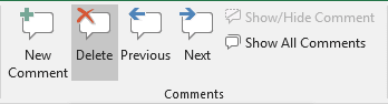 Delete all comments in Excel 2016