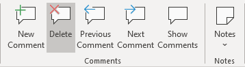 Delete all comments in Excel 365