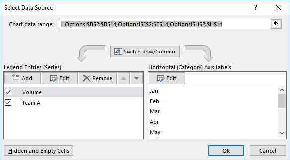 Select Data Source in Excel 2016