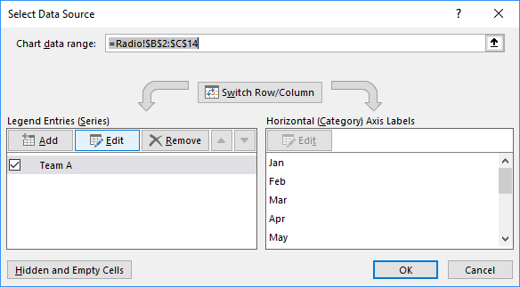 Select Data Source in Excel 2016