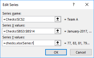 Edit Series in Excel 2016