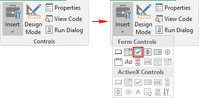 Controls, Check box in Excel 2016 Controls, Check box in Excel 2016