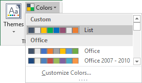 Custom colors for chart in Excel 2016
