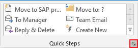 Quick Steps launcher in Outlook 2016
