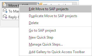 Quick Step to edit in Outlook 2016