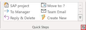 Quick Steps launcher in Outlook 365