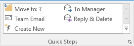 Quick Steps gallery in Outlook 2016
