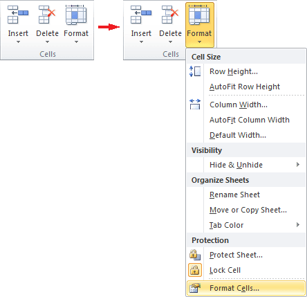 Cells group in Excel 2010
